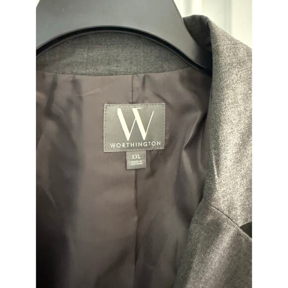 NWT Worthington Gray Single Button Relaxed Fit Blazer Jacket Women's Size XXL - Picture 3 of 5